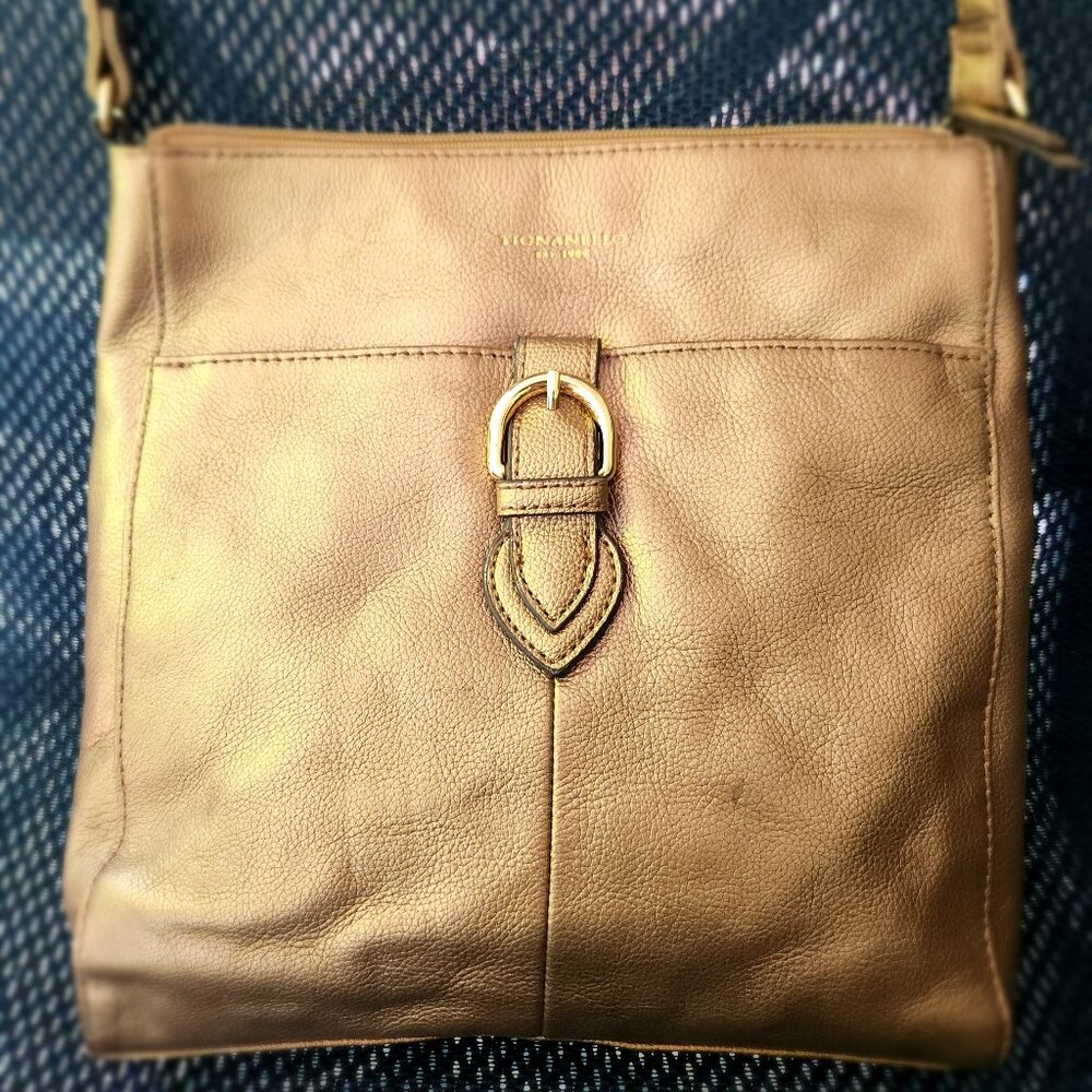 Luxury Tignanello Gold cross body purse,  genuine leather, vintage